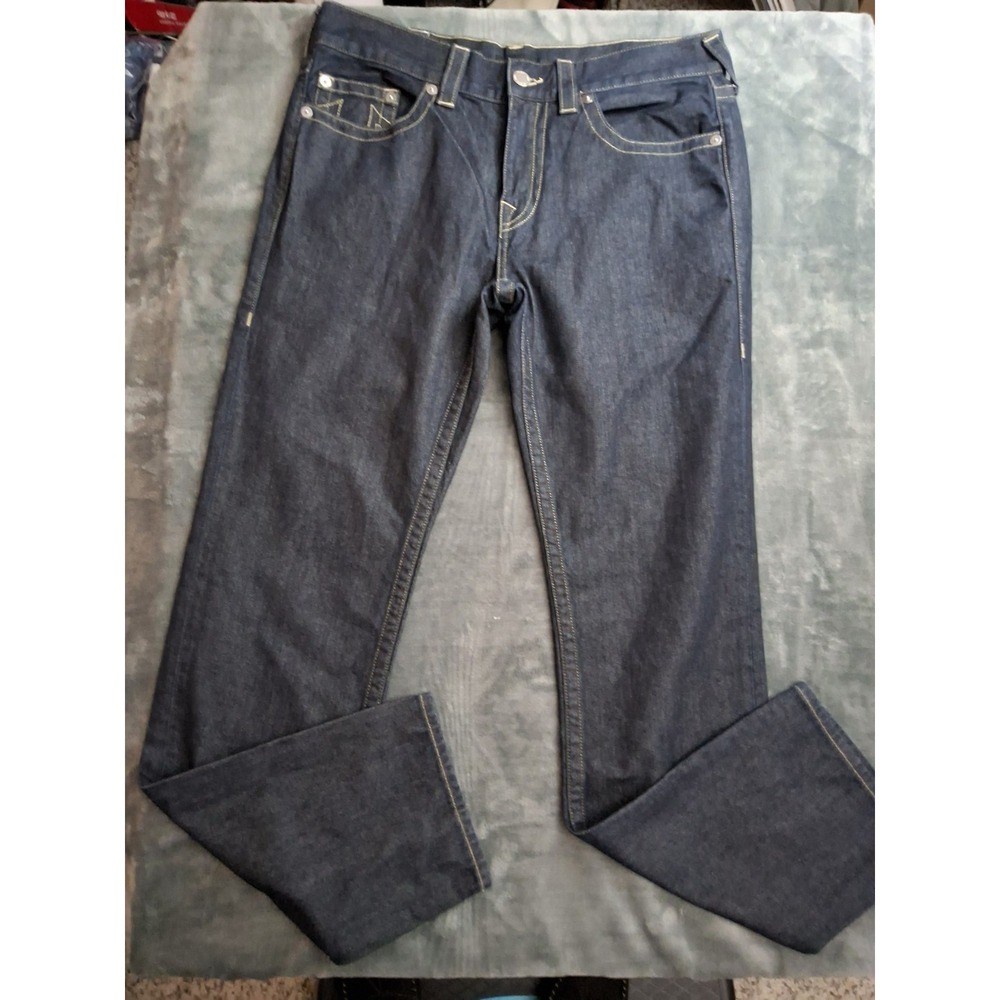 Mens True Religion Jeans Rocco Size 34W Dark Blue Denim.